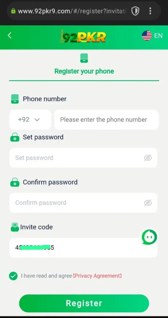 Registration Process In 92PKR